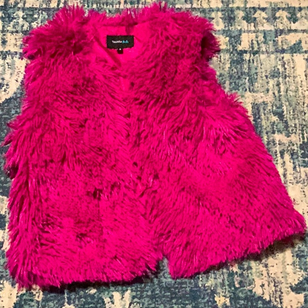 Pink vest with fuzz girls